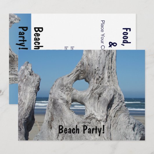 Beach Party! Invitaties Driftwood Ocean Waves Kaart (Voorkant / Achterkant)