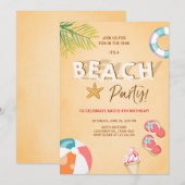 Beach Party Invitation Beach Verjaardag BBQ Zomer Kaart (Voorkant / Achterkant)