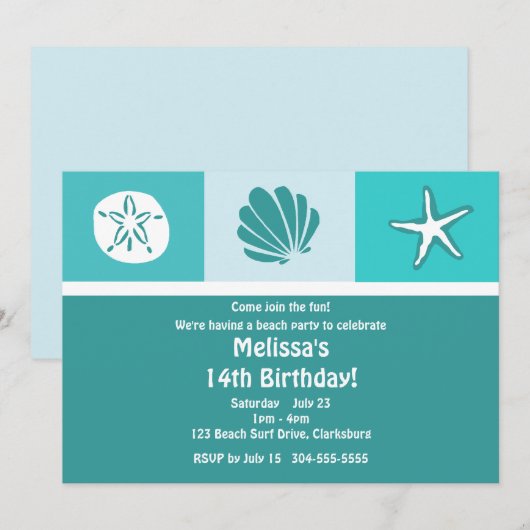 Beach Party Kaart (Voorkant / Achterkant)