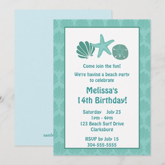 Beach Party Kaart (Voorkant / Achterkant)