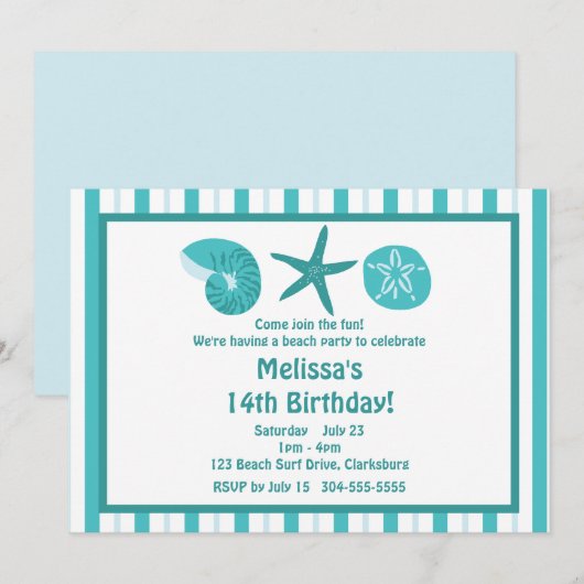 Beach Party Kaart (Voorkant / Achterkant)