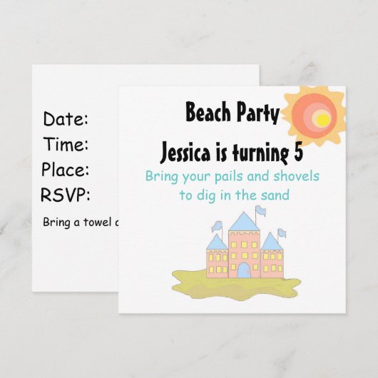 Beach Party Kaart (Voorkant / Achterkant)