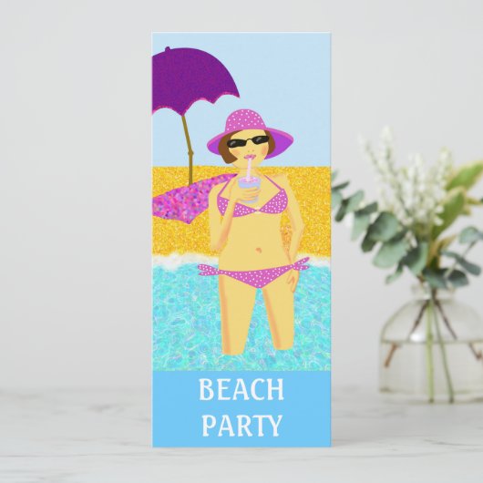 Beach party kaart (Staand voorkant)