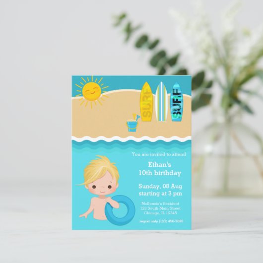 Beach party kaart (Staand voorkant)