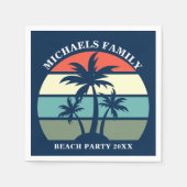 Beach Party palm Tree Sunset Island Aangepast blau Servet (Voorkant)