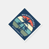 Beach Party palm Tree Sunset Island Aangepast blau Servet (Hoek)