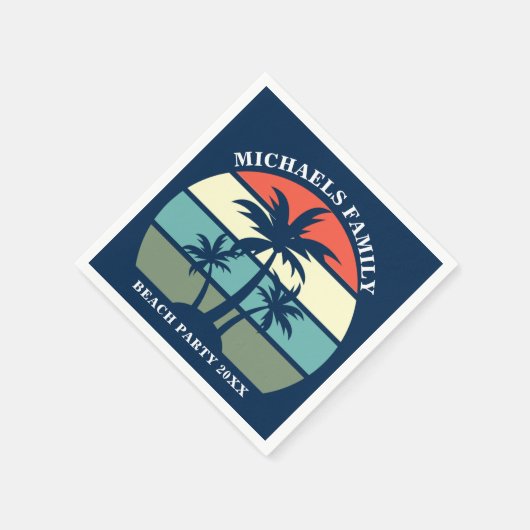 Beach Party palm Tree Sunset Island Aangepast blau Servet (Hoek)