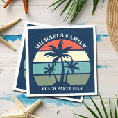 Beach Party palm Tree Sunset Island Aangepast blau Servet
