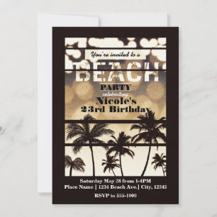 Beach Party palm Treeit Tropisch Golden Night Glam Kaart
