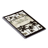 Beach Party Palm Trekt Tropisch Wit Warm Night Notitieboek (Rechterzijde)