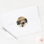 Beach Party Palm Trekt Tropische Golden Night Ronde Sticker (Envelop)