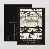 Beach Party palm Trepical White Hot Aankondigingskaart (Voorkant / Achterkant)