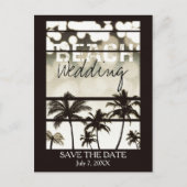 Beach Party palm Trepical White Hot Aankondigingskaart (Voorkant)