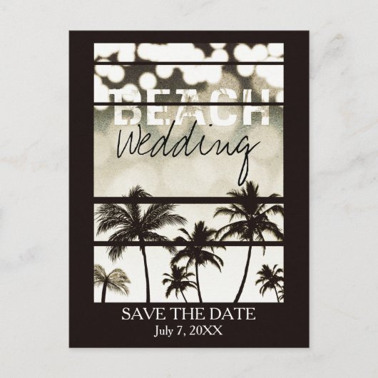 Beach Party palm Trepical White Hot Aankondigingskaart (Voorkant)