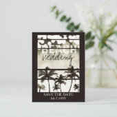 Beach Party palm Trepical White Hot Aankondigingskaart (Staand voorkant)