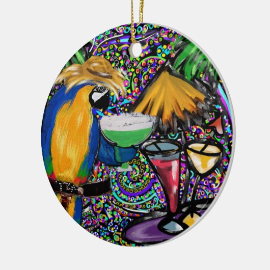 Beach Party Parrot Keramisch Ornament (Links)