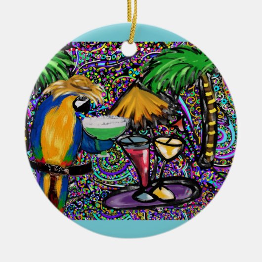 Beach Party Parrot Keramisch Ornament (Voorkant)