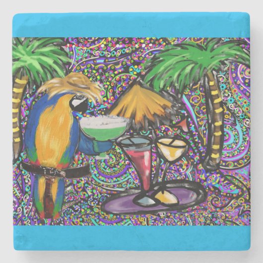 Beach Party Parrot Stenen Onderzetter (Voorkant)