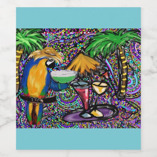 Beach Party Parrot Wijn Etiket (Enkel label)