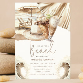 Beach Party Pastel Zand Verjaardag Kaart