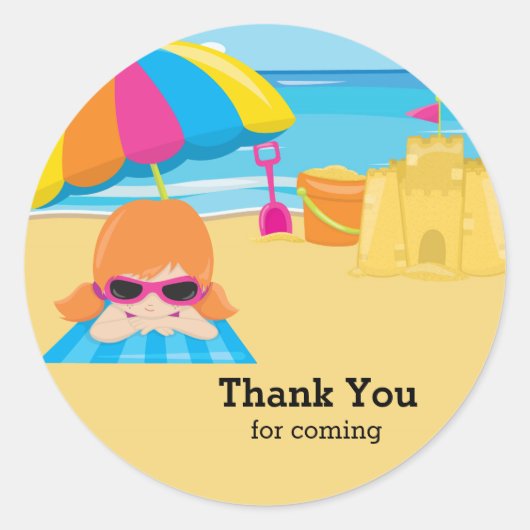 Beach party ronde sticker (Voorkant)