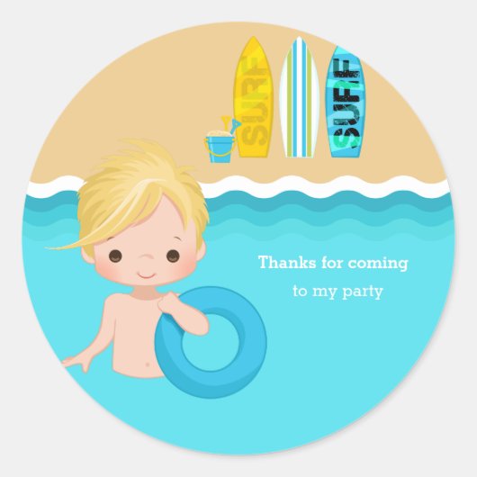 Beach party ronde sticker (Voorkant)