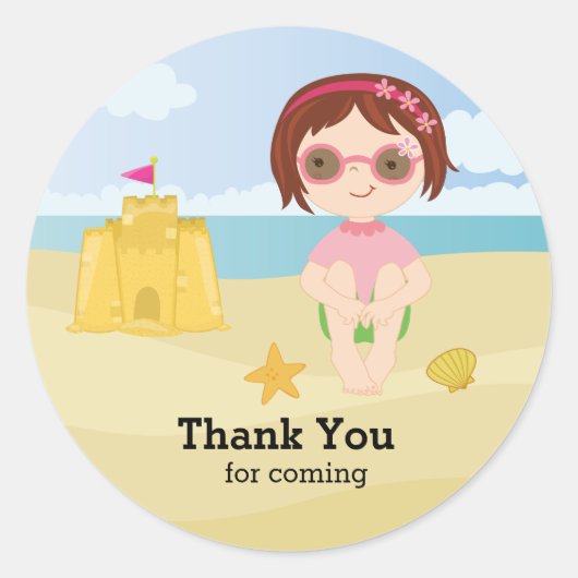 Beach Party Ronde Sticker (Voorkant)