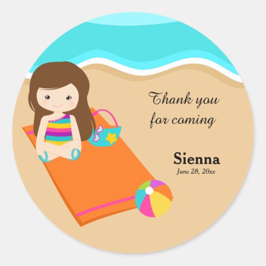 Beach Party Ronde Sticker (Voorkant)