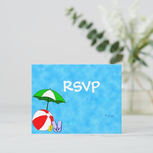 Beach Party RSVP Editable Response Kaarten (Staand voorkant)