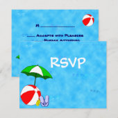 Beach Party RSVP Editable Response Kaarten (Voorkant / Achterkant)