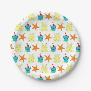 Beach Party Sandcastle Starfish Sand Bucket Papieren Bordje