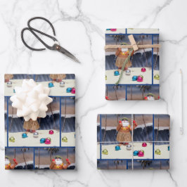 Beach Party Santa Claus- Kerst inpakpapier Vel