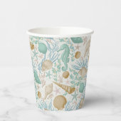 Beach Party Seashells Paper Cups: 8 oz Paper Cup Papieren Bekers (Links)