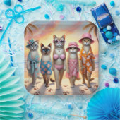 Beach Party Siamese Cat Beach  Tropical Summer  Papieren Bordje (Feest)