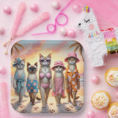 Beach Party Siamese Cat Beach  Tropical Summer  Papieren Bordje (Feest)