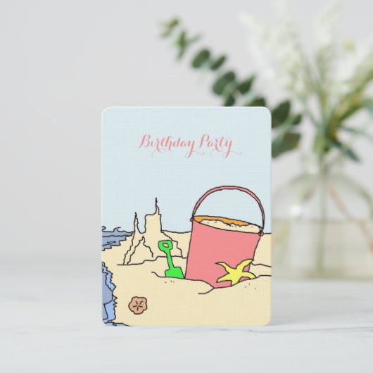 Beach Party Speelgoed Verjaardagsfeest Uitnodiging (Staand voorkant)