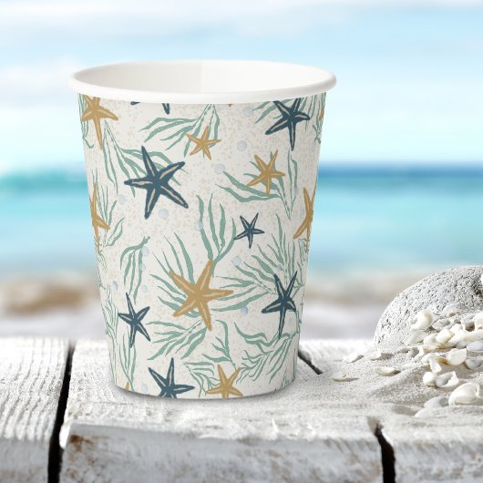 Beach Party Starfish Paper Cups: 8 oz Paper Cup Papieren Bekers