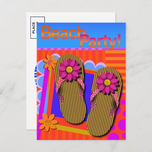 Beach Party Summer Fun Invitation Briefkaart (Voorkant / Achterkant)