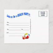 Beach Party Summer Fun Invitation Briefkaart (Achterkant)