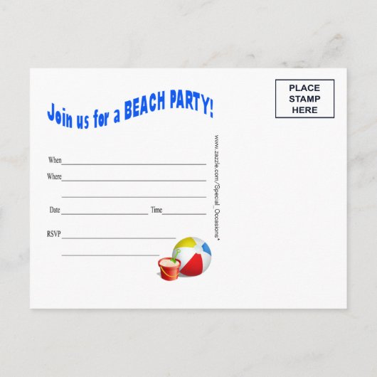Beach Party Summer Fun Invitation Briefkaart (Achterkant)