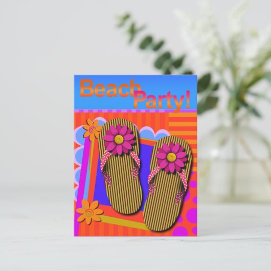 Beach Party Summer Fun Invitation Briefkaart (Staand voorkant)