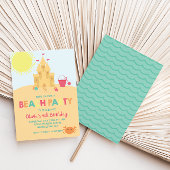 Beach Party Summer Sand castle Birthday Kaart