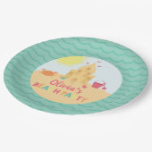 Beach Party Summer Sand castle Birthday Papieren Bordje (Gekanteld)