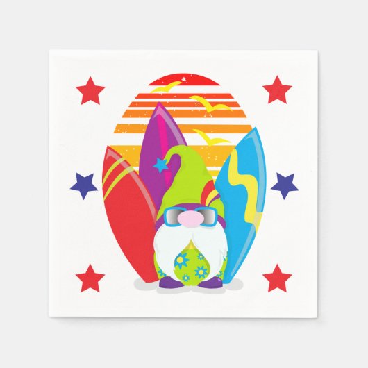 Beach Party Surfing Gnome Servet (Voorkant)