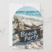 Beach Party Sweet 16 Zand Oceaan schelpen Kaart (Voorkant)