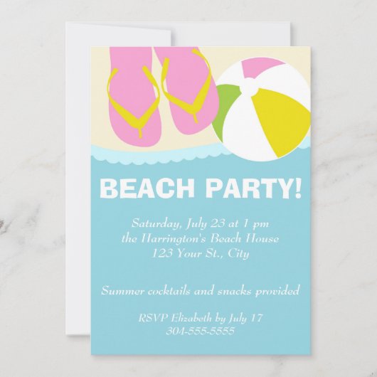 Beach Party-Teenslippers Kaart (Voorkant)