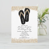 Beach Party Teenslippers Sandy Verjaardagsuitnodig Kaart (Staand voorkant)