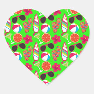 Beach Party Teenslippers Zonnebril Beach Ball Gree Hart Sticker