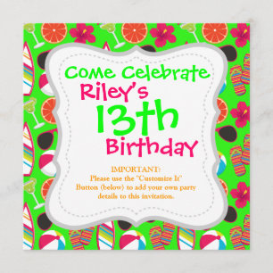 Beach Party Teenslippers Zonnebril Beach Ball Gree Kaart