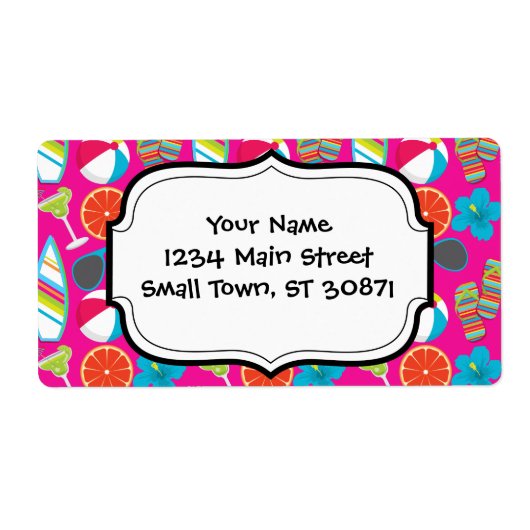 Beach Party Teenslippers Zonnebrillen Kogelroze Etiket (Voorkant)